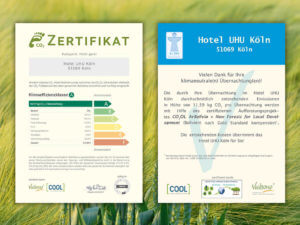 Zertifikate Nachhaltigkeit Hotel UHU Köln